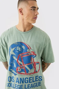 Oversized Los Angeles Varsity Wash T-shirt | UK^boohooMAN Discount