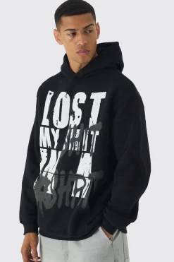 boohooMAN Oversized Lost Printed Hoodie | UK| Hoodies & Sweatshirts