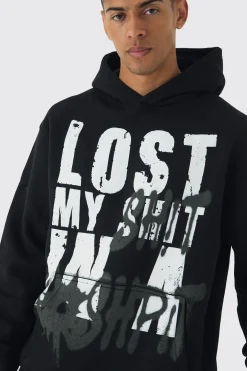 boohooMAN Oversized Lost Printed Hoodie | UK| Hoodies & Sweatshirts