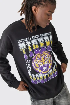 boohooMAN Oversized Louisiana Tigers License Sweatshirt | UK| Hoodies & Sweatshirts