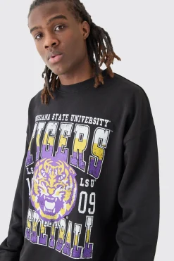 boohooMAN Oversized Louisiana Tigers License Sweatshirt | UK| Hoodies & Sweatshirts