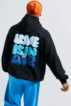 boohooMAN Oversized Love Is In The Air Puff Print Hoodie | UK| Hoodies & Sweatshirts