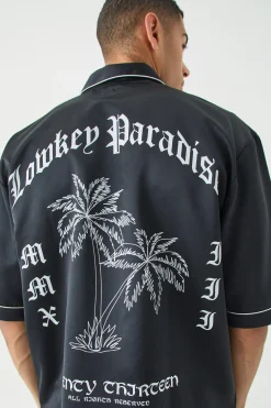 boohooMAN Oversized Lowkey Paradise Satin Shirt | UK| Shirts|Sets & Co-Ords