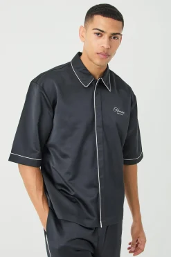 boohooMAN Oversized Lowkey Paradise Satin Shirt | UK| Shirts|Sets & Co-Ords