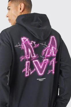 boohooMAN Oversized M Lightning Graphic Hoodie | UK| Hoodies & Sweatshirts