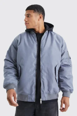 boohooMAN Oversized Ma1 Bomber With Jersey Hood | UK| Coats & Jackets