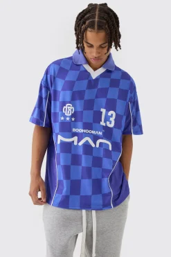 Oversized Man Checkerboard Football Top | UK^boohooMAN Hot