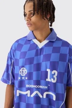 Oversized Man Checkerboard Football Top | UK^boohooMAN Hot