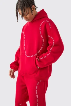 boohooMAN Oversized Man Dash Printed Split Hem Tracksuit | UK| Tracksuits