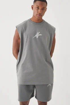 Oversized Man Flock Printed Tank & Short Set | UK^boohooMAN Sale