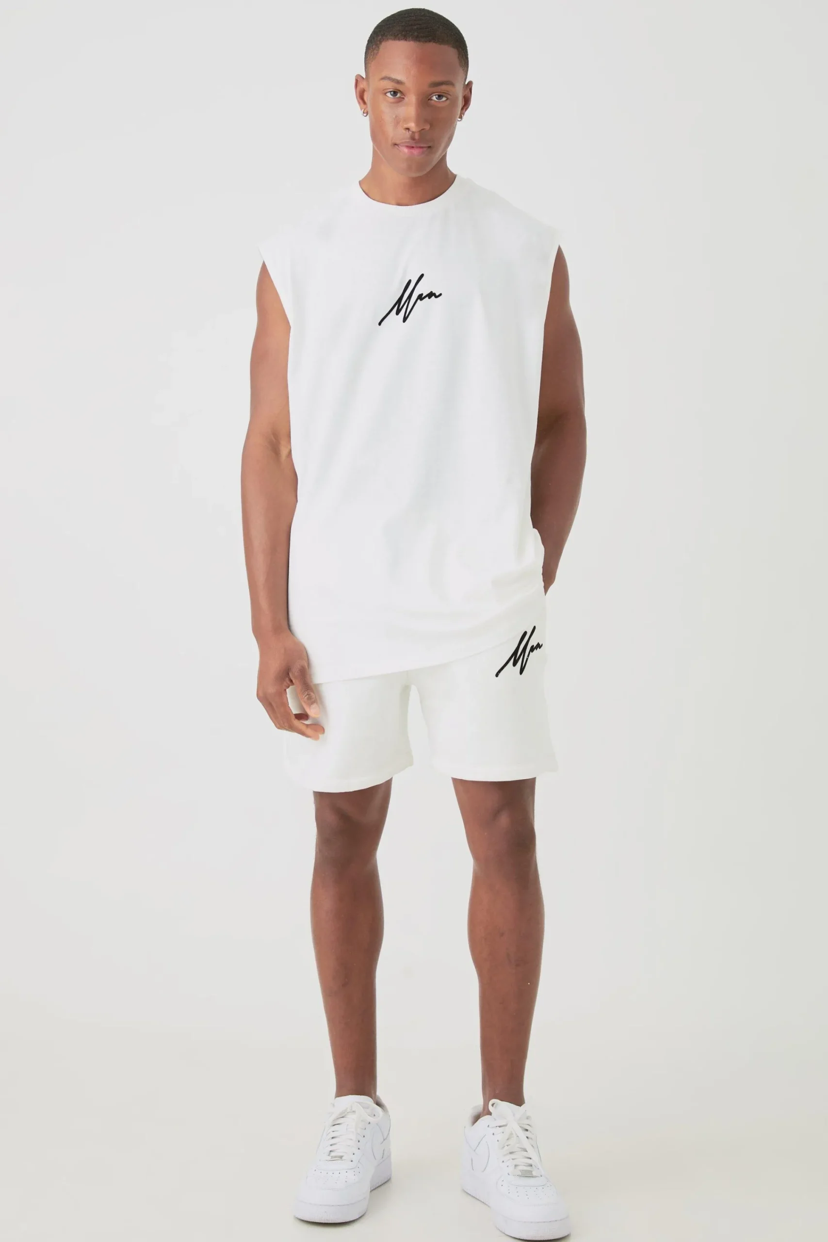 Oversized Man Flock Printed Tank & Short Set | UK^boohooMAN Discount