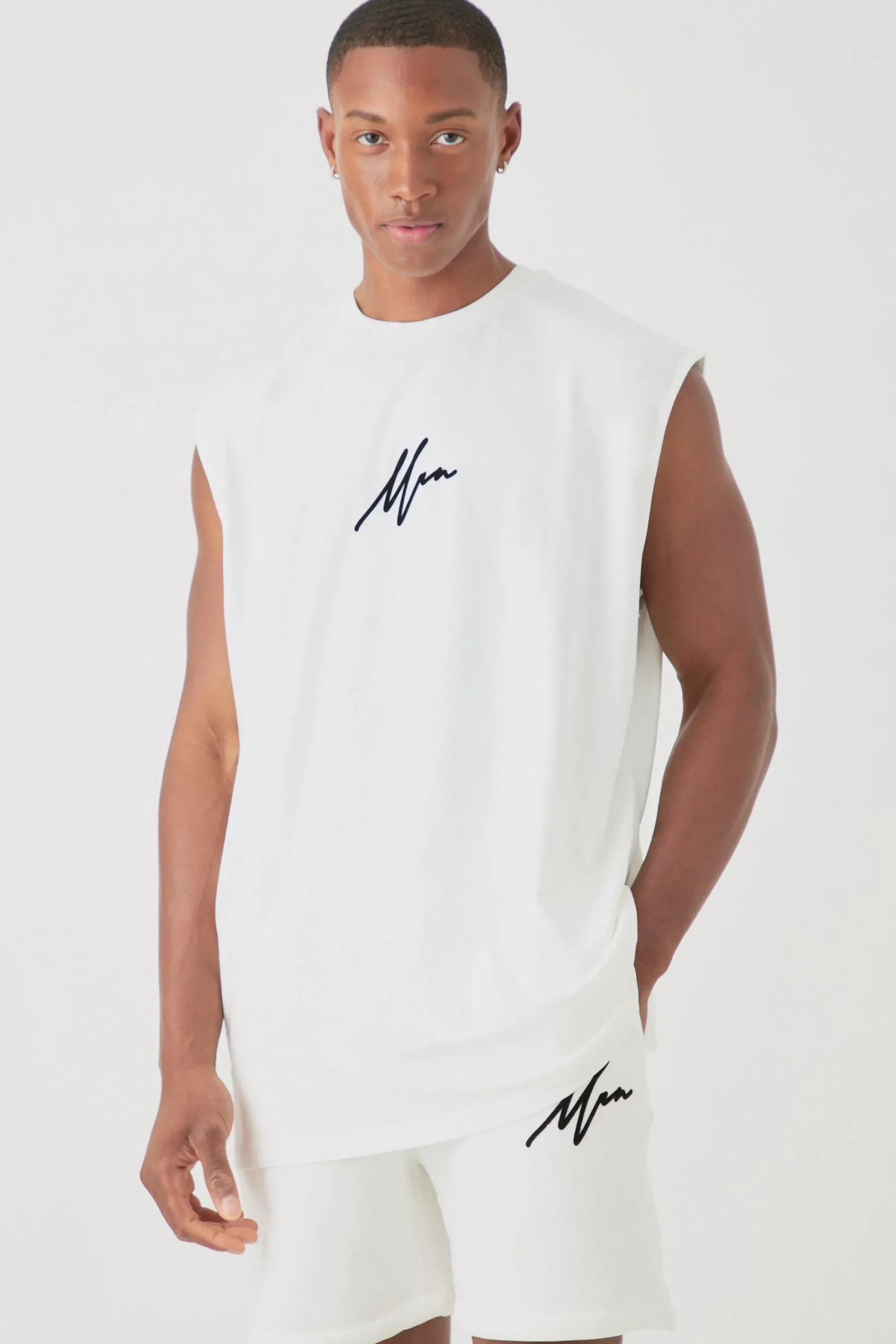 Oversized Man Flock Printed Tank & Short Set | UK^boohooMAN Discount