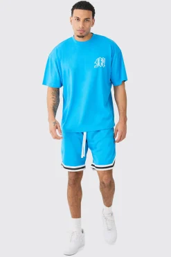 boohooMAN Oversized Man Mesh Varsity Top And Basketball Shorts Set | UK| Sets & Co-Ords|Tracksuits