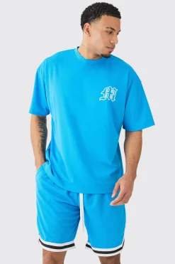 boohooMAN Oversized Man Mesh Varsity Top And Basketball Shorts Set | UK| Sets & Co-Ords|Tracksuits