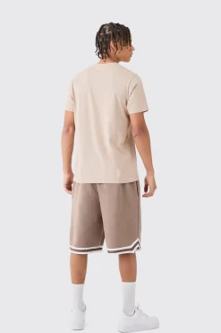 boohooMAN Oversized Man Sig Mid Length Jersey Tape Basketball Short | UK| Shorts