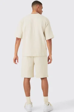 boohooMAN Oversized Man Signature Quilted Herringbone T-shirt And Short Set | UK| Sets & Co-Ords|Tracksuits