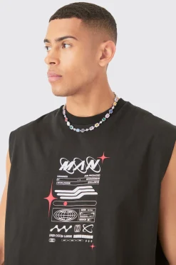 Oversized Man Space Printed Tank | UK^boohooMAN Clearance