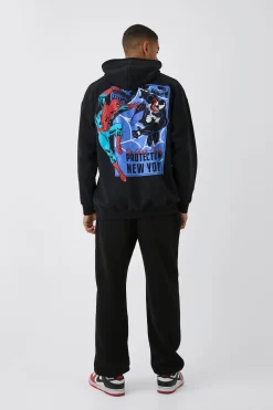 boohooMAN Oversized Marvel Spiderman Venom License Print Hoodie | UK| Hoodies & Sweatshirts