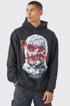 boohooMAN Oversized Mask Graphic Hoodie | UK| Hoodies & Sweatshirts