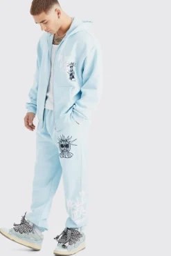 boohooMAN Oversized Masked Character Zip Up Hoodie & Oversized Jogger | UK| Hoodies & Sweatshirts