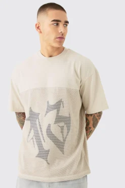 Oversized Mesh 13 T-shirt | UK^boohooMAN New