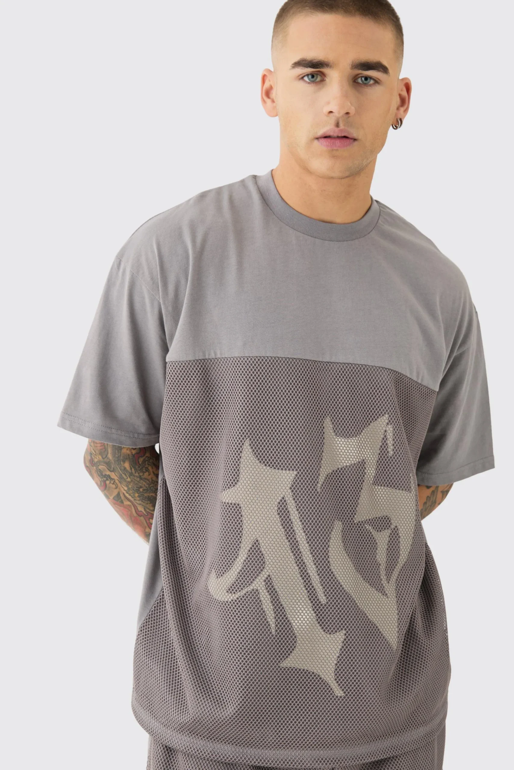 Oversized Mesh 13 T-shirt | UK^boohooMAN