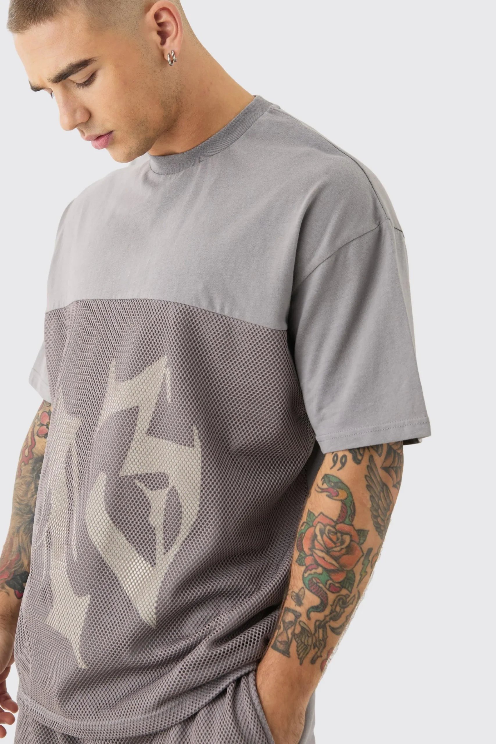 Oversized Mesh 13 T-shirt | UK^boohooMAN