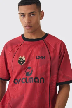 Oversized Mesh Contrast Piping Raglan Football T-shirt | UK^boohooMAN