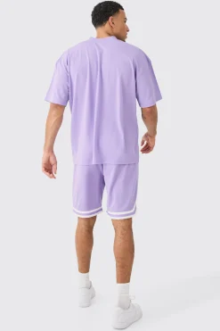 boohooMAN Oversized Mesh Varsity Top And Basketball Shorts Set | UK| Sets & Co-Ords|Tracksuits