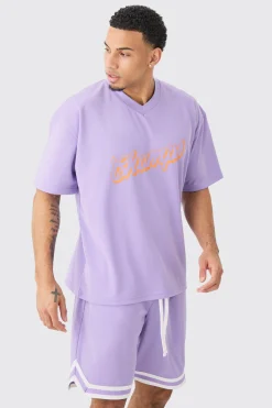 boohooMAN Oversized Mesh Varsity Top And Basketball Shorts Set | UK| Sets & Co-Ords|Tracksuits