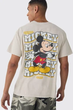 Oversized Mickey Mouse Disney Wash License Back Print T-shirt | UK^boohooMAN Clearance