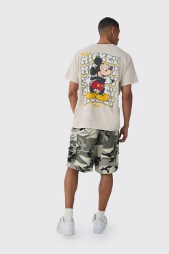 Oversized Mickey Mouse Disney Wash License Back Print T-shirt | UK^boohooMAN Clearance