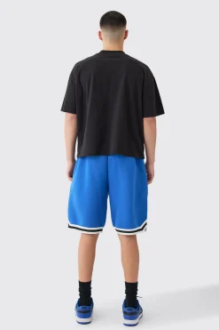 boohooMAN Oversized Mid Length Jersey Tape Basketball Short | UK| Shorts