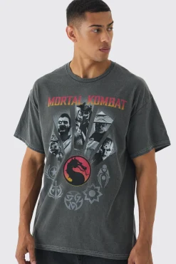Oversized Mortal Kombat Wash License Print T-shirt | UK^boohooMAN Hot