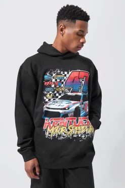 boohooMAN Oversized Moto Car Graphic Hoodie | UK| Hoodies & Sweatshirts