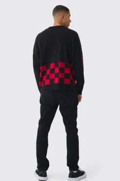 boohooMAN Oversized Moto Graphic Jumper In | UK| Knitwear