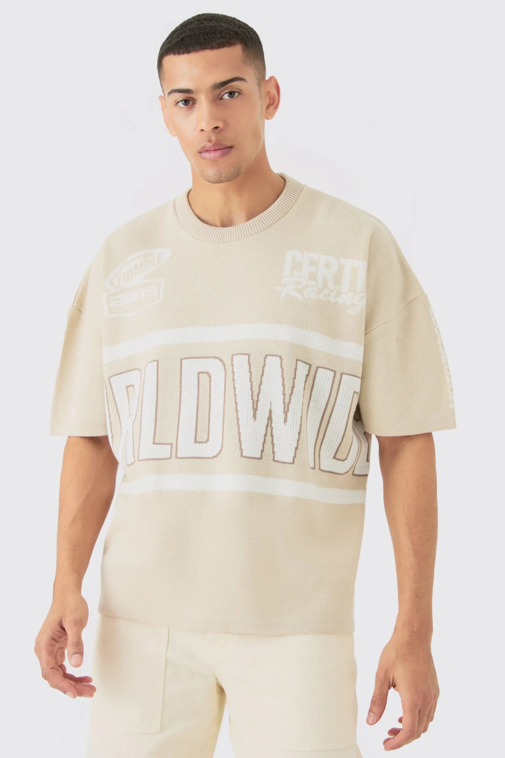 Oversized Moto Knitted T-shirt | UK^boohooMAN Outlet