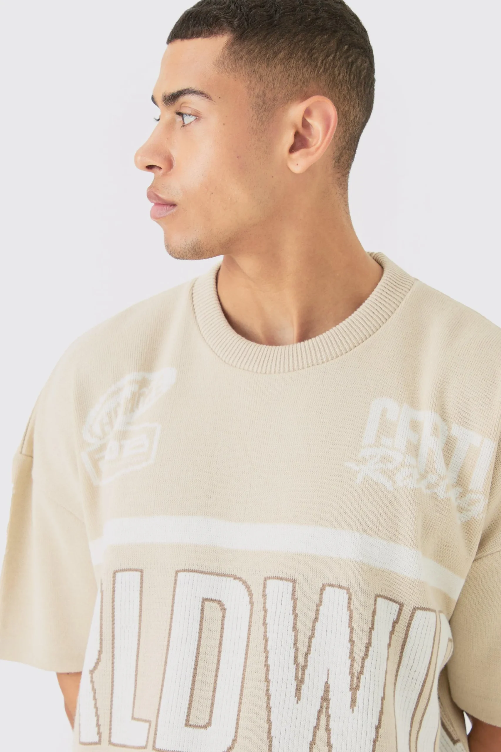 Oversized Moto Knitted T-shirt | UK^boohooMAN Outlet