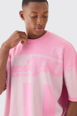 Oversized Moto Stripe Knitted T-shirt | UK^boohooMAN
