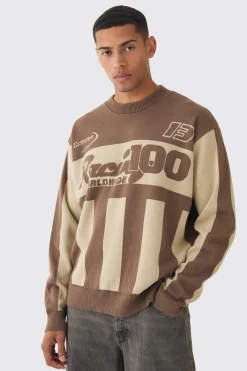 boohooMAN Oversized Moto Stripe Knitted Jumper | UK| Knitwear