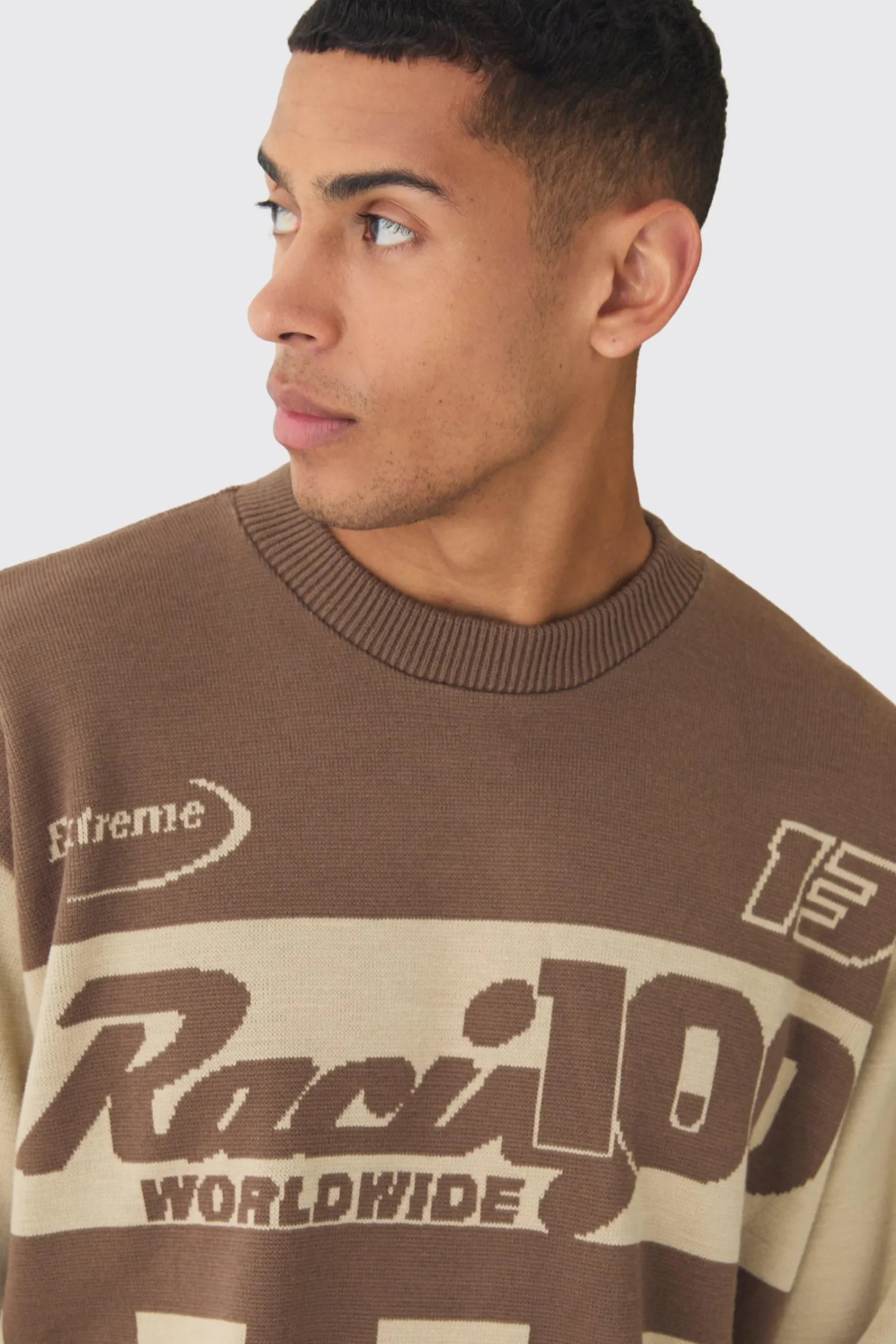 boohooMAN Oversized Moto Stripe Knitted Jumper | UK| Knitwear