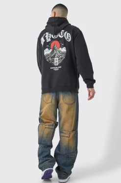 boohooMAN Oversized Mountain Puff Print Hoodie | UK| Hoodies & Sweatshirts