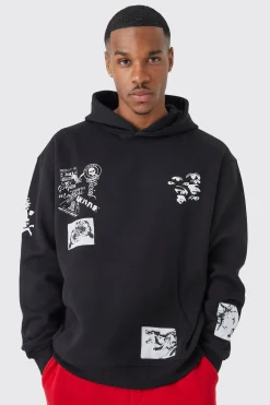boohooMAN Oversized Multi Placement Graphic Hoodie | UK| Hoodies & Sweatshirts