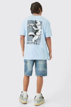 Oversized Naruto Anime Wash License T-shirt | UK^boohooMAN Sale