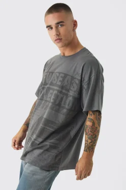 Oversized Newspaper Vintage Washed Graphic T-shirt | UK^boohooMAN