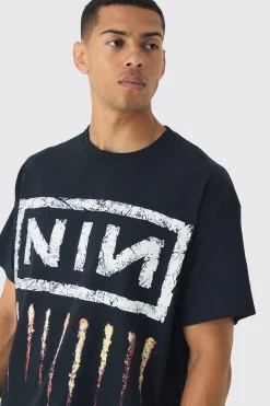 Oversized Nine Inch Nails License Print T-Shirt | UK^boohooMAN