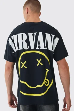 Oversized Nirvana Over Seams License Print T-Shirt | UK^boohooMAN Sale