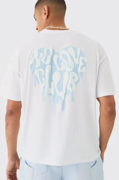 Oversized No Love Club Puff Back Print T-shirt | UK^boohooMAN New