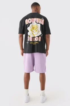 Oversized Nouvelle Floral Back Print T-shirt | UK^boohooMAN New