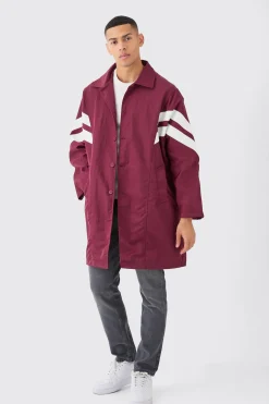 boohooMAN Oversized Nylon Mac With Pu Stripes | UK| Coats & Jackets